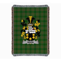 ScotsTee Shop Irish Nixon Clan Coat of Arms Irish Tartan Woven Blanket