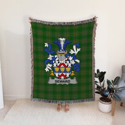 ScotsTee Shop Irish Seward Clan Coat of Arms Irish Tartan Woven Blanket