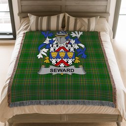 ScotsTee Shop Irish Seward Clan Coat of Arms Irish Tartan Woven Blanket