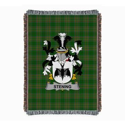 ScotsTee Shop Irish Stening Clan Coat of Arms Irish Tartan Woven Blanket