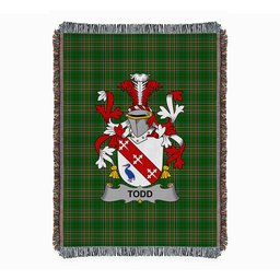 ScotsTee Shop Irish Todd or Tod Clan Coat of Arms Irish Tartan Woven Blanket