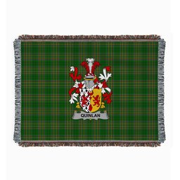 ScotsTee Shop Irish Quinlan or O'Quinlevan Clan Coat of Arms Irish Tartan Woven Blanket