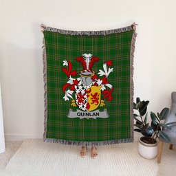 ScotsTee Shop Irish Quinlan or O'Quinlevan Clan Coat of Arms Irish Tartan Woven Blanket