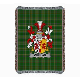 ScotsTee Shop Irish Quinlan or O'Quinlevan Clan Coat of Arms Irish Tartan Woven Blanket
