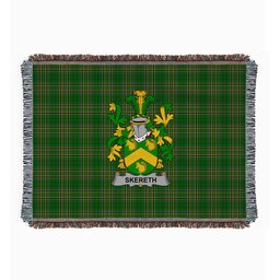 ScotsTee Shop Irish Skereth or Skerret Clan Coat of Arms Irish Tartan Woven Blanket