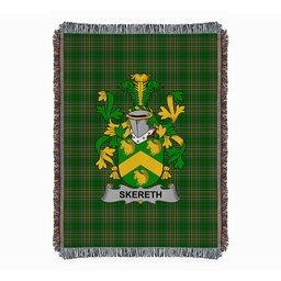 ScotsTee Shop Irish Skereth or Skerret Clan Coat of Arms Irish Tartan Woven Blanket