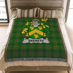 ScotsTee Shop Irish Skereth or Skerret Clan Coat of Arms Irish Tartan Woven Blanket