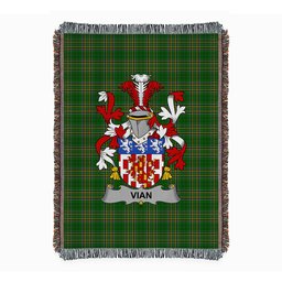 ScotsTee Shop Irish Vian Clan Coat of Arms Irish Tartan Woven Blanket