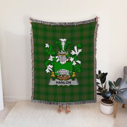 ScotsTee Shop Irish Hanlon or O'Hanlon Clan Coat of Arms Irish Tartan Woven Blanket