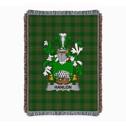 ScotsTee Shop Irish Hanlon or O'Hanlon Clan Coat of Arms Irish Tartan Woven Blanket