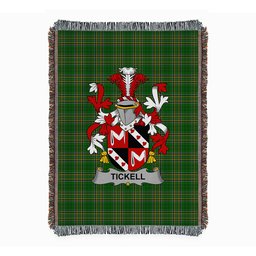 ScotsTee Shop Irish Tickell Clan Coat of Arms Irish Tartan Woven Blanket
