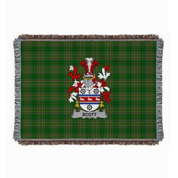 ScotsTee Shop Irish Scott Clan Coat of Arms Irish Tartan Woven Blanket