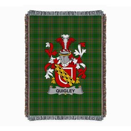 ScotsTee Shop Irish Quigley or O'Quigley Clan Coat of Arms Irish Tartan Woven Blanket