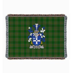 ScotsTee Shop Irish Mulock or Mullock Clan Coat of Arms Irish Tartan Woven Blanket
