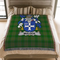 ScotsTee Shop Irish Mulock or Mullock Clan Coat of Arms Irish Tartan Woven Blanket