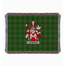 ScotsTee Shop Irish Seymour Clan Coat of Arms Irish Tartan Woven Blanket