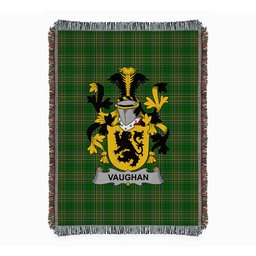 ScotsTee Shop Irish Vaughan Clan Coat of Arms Irish Tartan Woven Blanket