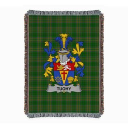 ScotsTee Shop Irish Tuohy or O'Toohey Clan Coat of Arms Irish Tartan Woven Blanket