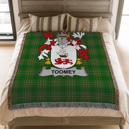 ScotsTee Shop Irish Toomey or O'Twomey Clan Coat of Arms Irish Tartan Woven Blanket