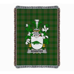 ScotsTee Shop Irish Rossiter Clan Coat of Arms Irish Tartan Woven Blanket