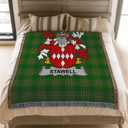 ScotsTee Shop Irish Stawell Clan Coat of Arms Irish Tartan Woven Blanket