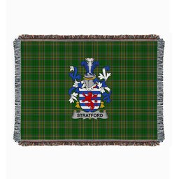 ScotsTee Shop Irish Stratford Clan Coat of Arms Irish Tartan Woven Blanket
