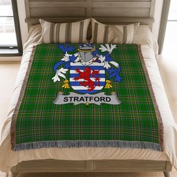 ScotsTee Shop Irish Stratford Clan Coat of Arms Irish Tartan Woven Blanket