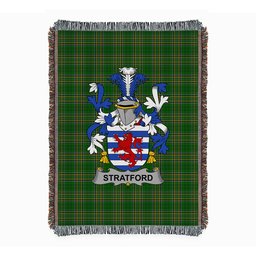 ScotsTee Shop Irish Stratford Clan Coat of Arms Irish Tartan Woven Blanket