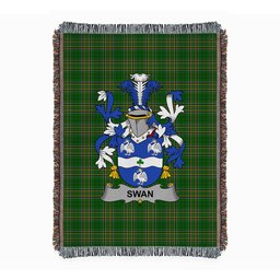 ScotsTee Shop Irish Swan Clan Coat of Arms Irish Tartan Woven Blanket