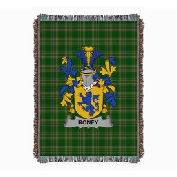 ScotsTee Shop Irish Roney or O'Rooney Clan Coat of Arms Irish Tartan Woven Blanket