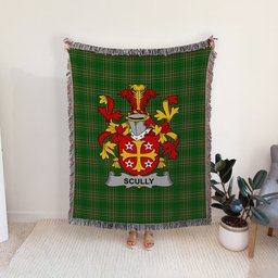 ScotsTee Shop Irish Scully or O'Scully Clan Coat of Arms Irish Tartan Woven Blanket