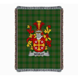 ScotsTee Shop Irish Scully or O'Scully Clan Coat of Arms Irish Tartan Woven Blanket