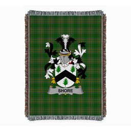 ScotsTee Shop Irish Shore Clan Coat of Arms Irish Tartan Woven Blanket