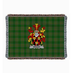 ScotsTee Shop Irish Wiggat Clan Coat of Arms Irish Tartan Woven Blanket
