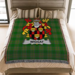 ScotsTee Shop Irish Wiggat Clan Coat of Arms Irish Tartan Woven Blanket