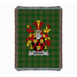 ScotsTee Shop Irish Wiggat Clan Coat of Arms Irish Tartan Woven Blanket