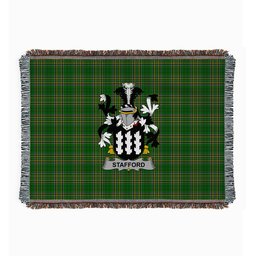 ScotsTee Shop Irish Stafford Clan Coat of Arms Irish Tartan Woven Blanket