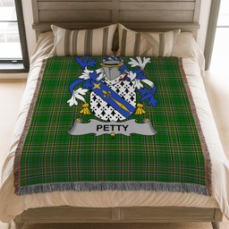 ScotsTee Shop Irish Petty Clan Coat of Arms Irish Tartan Woven Blanket