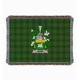 ScotsTee Shop Irish Quinn or O'Quin Clan Coat of Arms Irish Tartan Woven Blanket