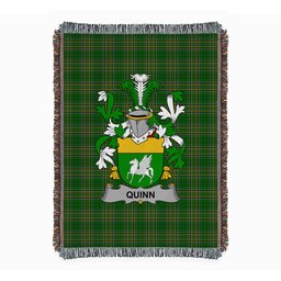 ScotsTee Shop Irish Quinn or O'Quin Clan Coat of Arms Irish Tartan Woven Blanket