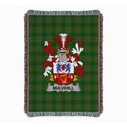 ScotsTee Shop Irish Mulvihill or O'Mulvihill Clan Coat of Arms Irish Tartan Woven Blanket