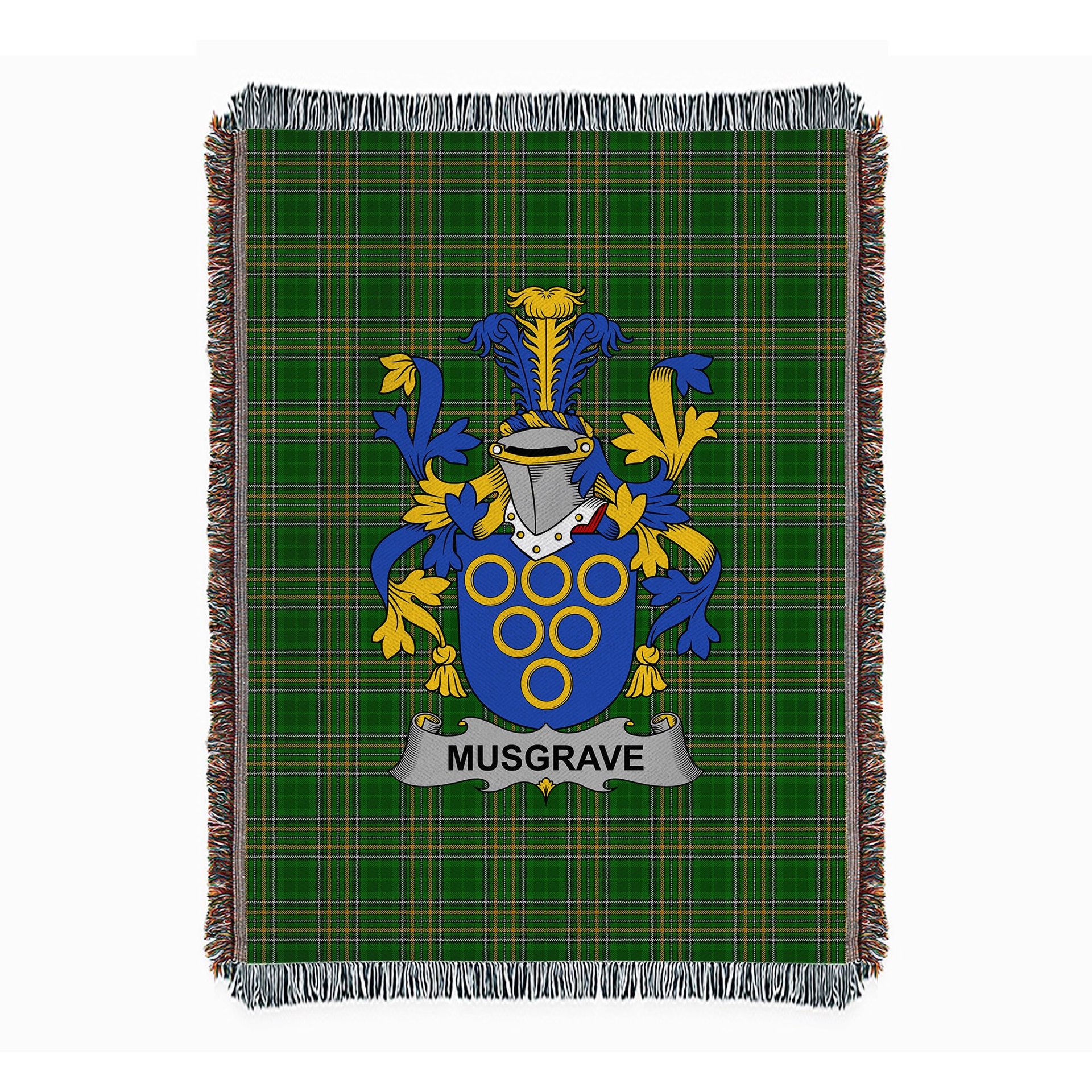 ScotsTee Shop Irish Musgrave Clan Coat of Arms Irish Tartan Woven Blanket