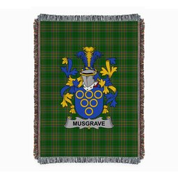 ScotsTee Shop Irish Musgrave Clan Coat of Arms Irish Tartan Woven Blanket