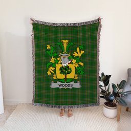 ScotsTee Shop Irish Woods Clan Coat of Arms Irish Tartan Woven Blanket