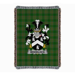 ScotsTee Shop Irish Woodlock Clan Coat of Arms Irish Tartan Woven Blanket