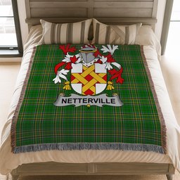 ScotsTee Shop Irish Netterville or Netterfield Clan Coat of Arms Irish Tartan Woven Blanket