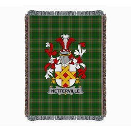 ScotsTee Shop Irish Netterville or Netterfield Clan Coat of Arms Irish Tartan Woven Blanket