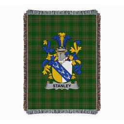 ScotsTee Shop Irish Stanley Clan Coat of Arms Irish Tartan Woven Blanket