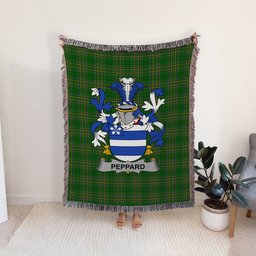 ScotsTee Shop Irish Peppard Clan Coat of Arms Irish Tartan Woven Blanket