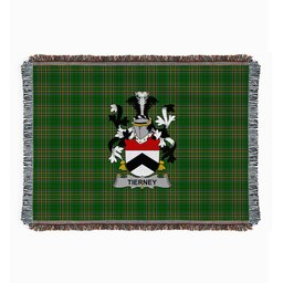 ScotsTee Shop Irish Tierney Clan Coat of Arms Irish Tartan Woven Blanket